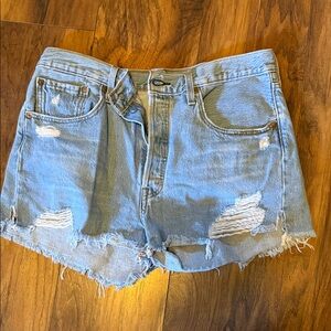 Levi's Light Blue Ripped Jean Shorts
